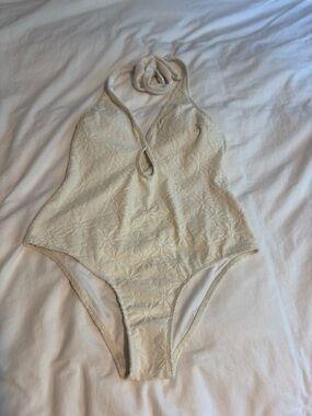 Women’s White Triangle One-Piece Swimsuit - Minimal Coverage